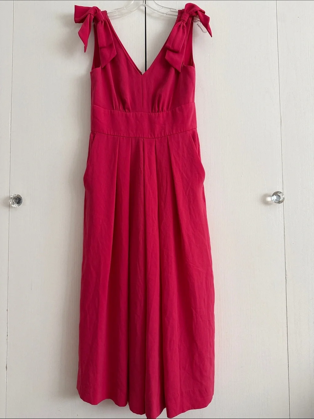 J.Crew Drapey Tie-Shoulder Jumpsuit Wide Leg Fuchsia/Pink Sleeveless Sz 4 Formal